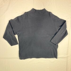 Picone Black Cowl Neck Turtleneck Cotton Sweater 3/4 Sleeve